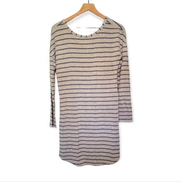 Loft Outlet Lounge Gray & Blue Stripe Loungewear Dress Athleisure Size Medium - Picture 1 of 5